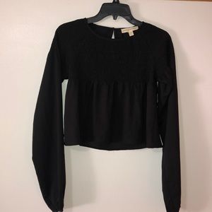 Staring at Stars Black Long Sleeve Crop Top